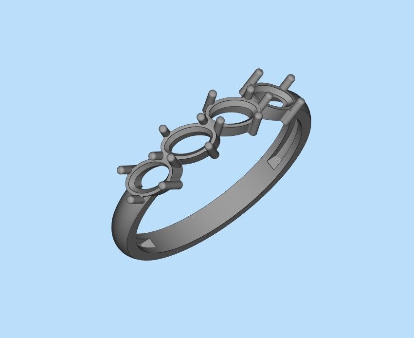 Women ring with gems 3dm stl 3D print model_28