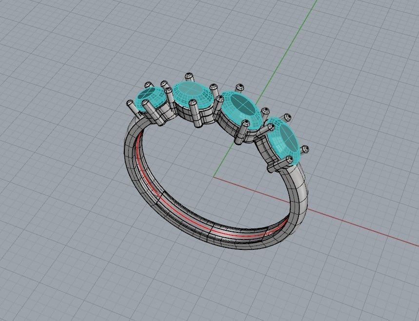 Women ring with gems 3dm stl 3D print model_24