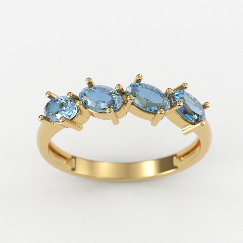 Women ring with gems 3dm stl 3D print model_1