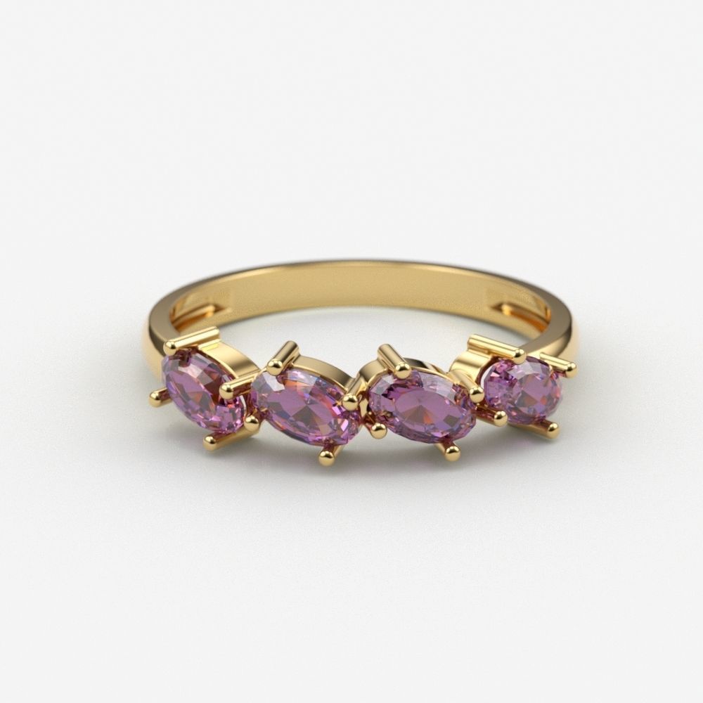 Women ring with gems 3dm stl 3D print model_13