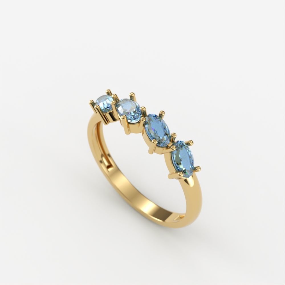 Women ring with gems 3dm stl 3D print model_5