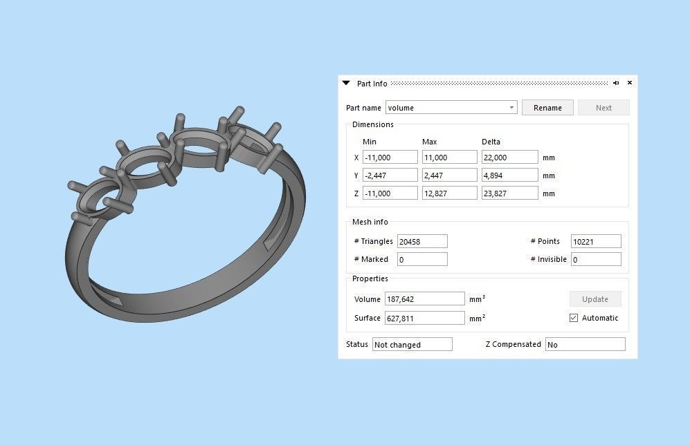 Women ring with gems 3dm stl 3D print model_11
