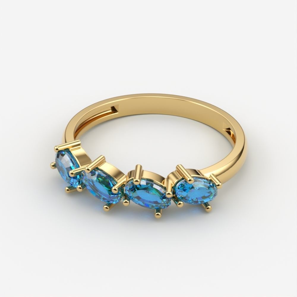Women ring with gems 3dm stl 3D print model_4