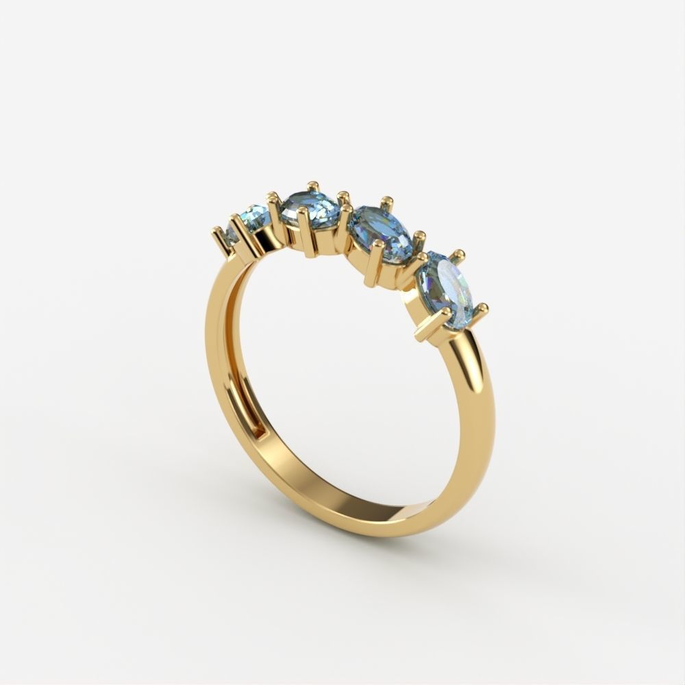 Women ring with gems 3dm stl 3D print model_3