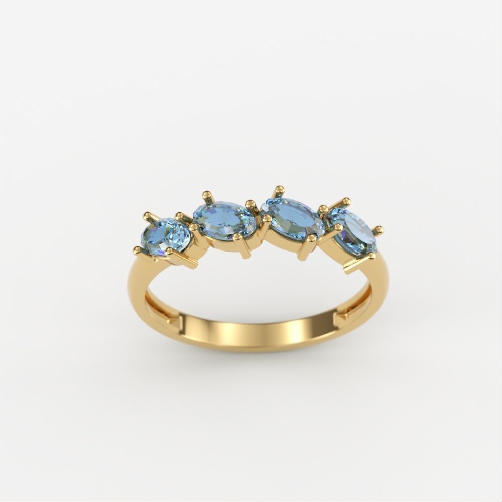 Women ring with gems 3dm stl 3D print model_8