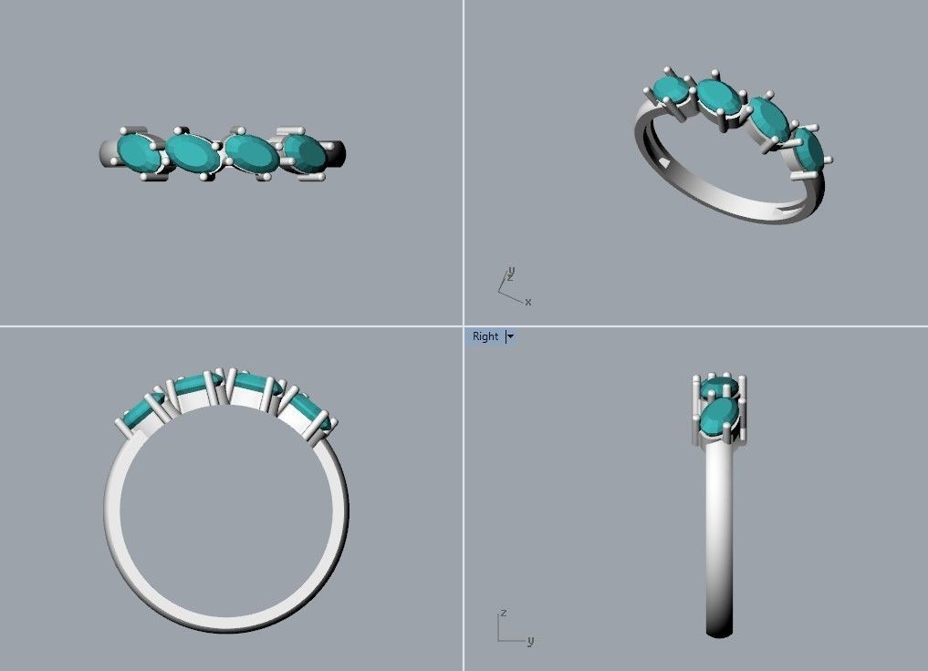 Women ring with gems 3dm stl 3D print model_23
