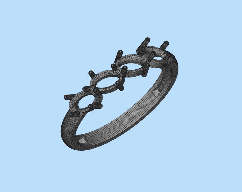 Women ring with gems 3dm stl 3D print model_29