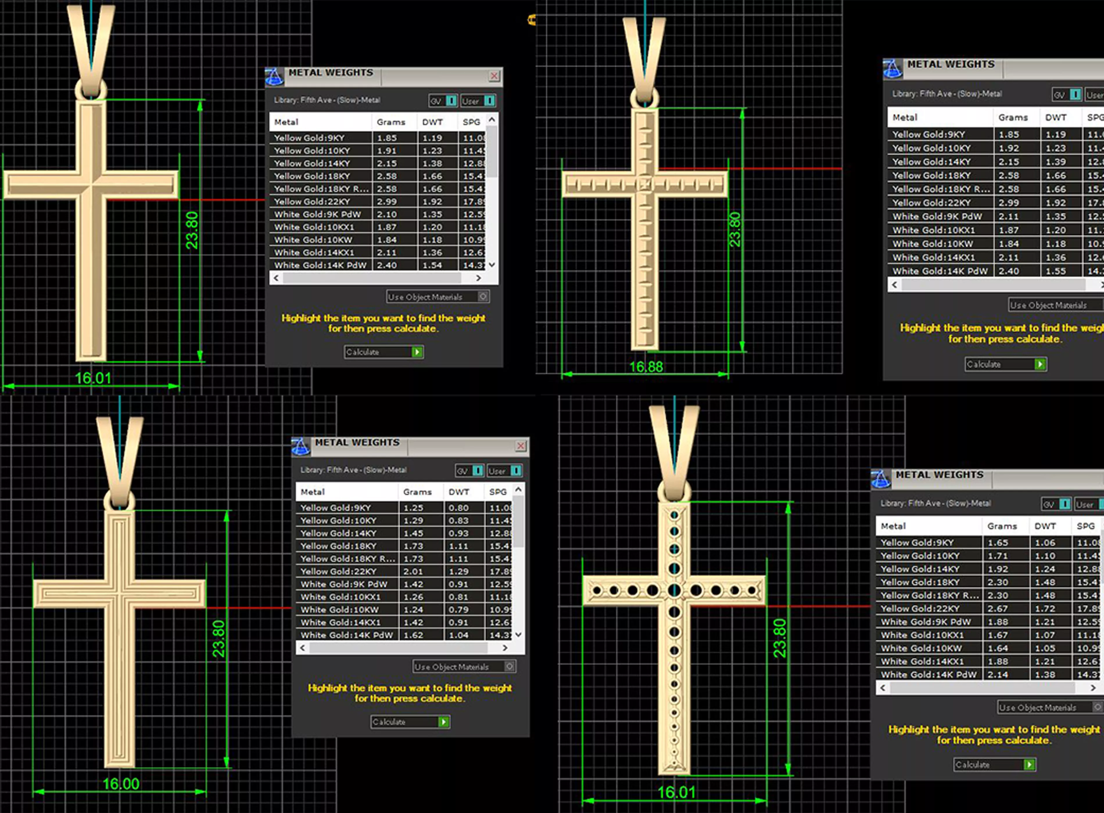4 Holy Cross Pendant Silver Gold Print 3D print model