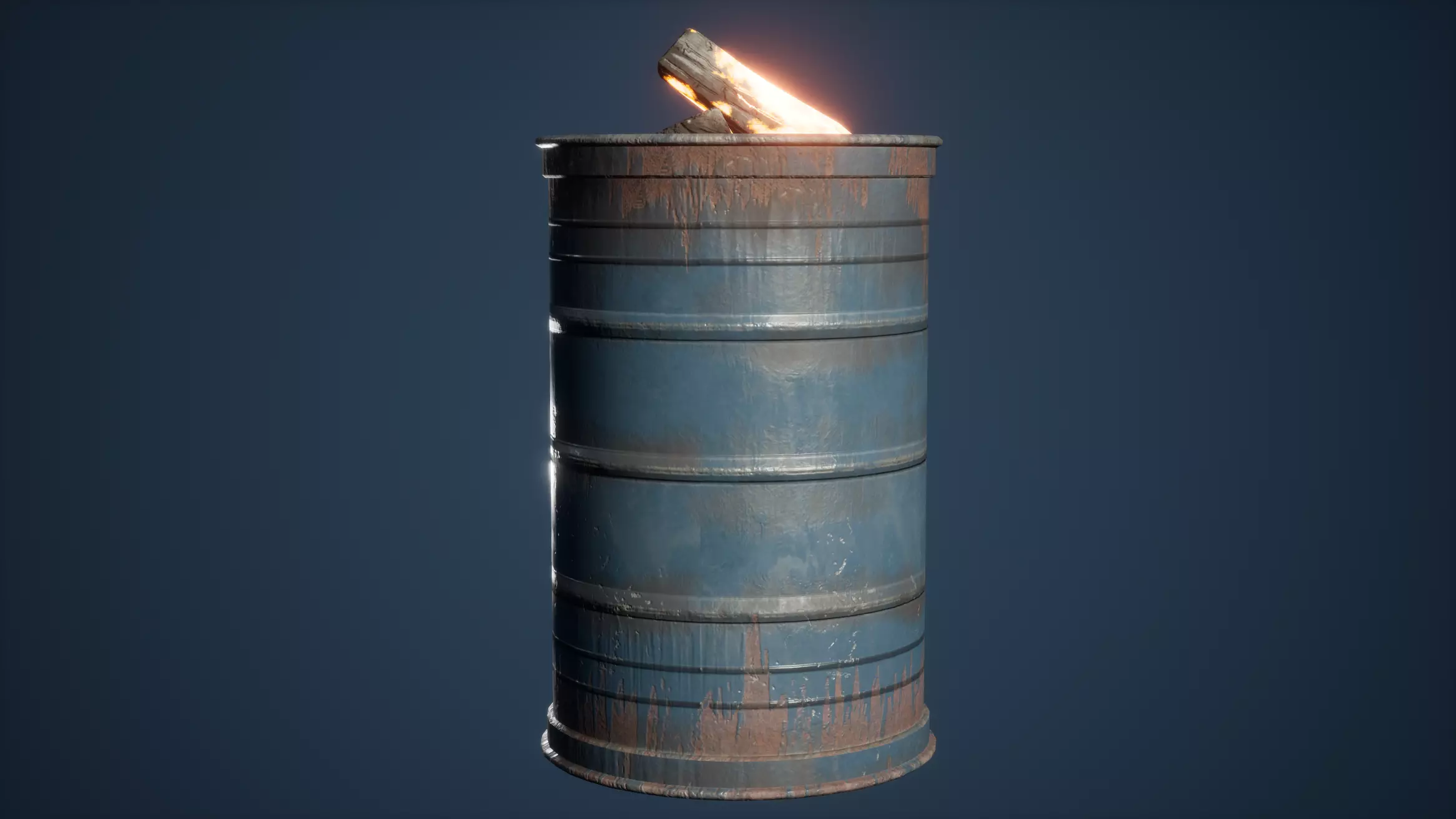 Brasero Game Ready barrel with flame Low-poly 3D model_0