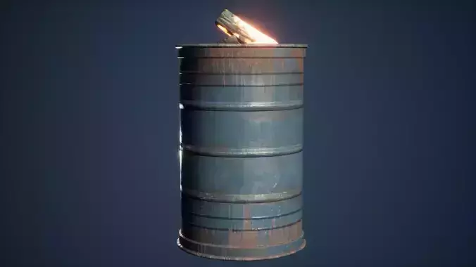 Brasero Game Ready barrel with flame Low-poly 3D model Brasero Game Ready barrel with flame Low-poly 3D model