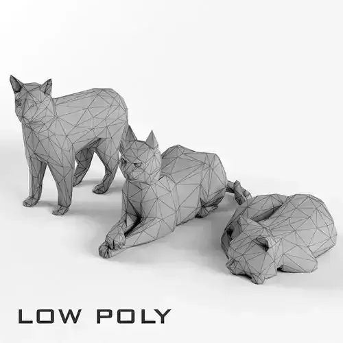 Low Poly Cat Set Animal Lowpoly Low-poly 3D model