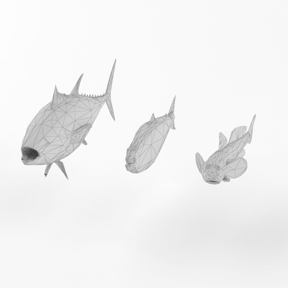 Low Poly Fish and Tuna Set Animal Lowpoly Low-poly 3D model_1