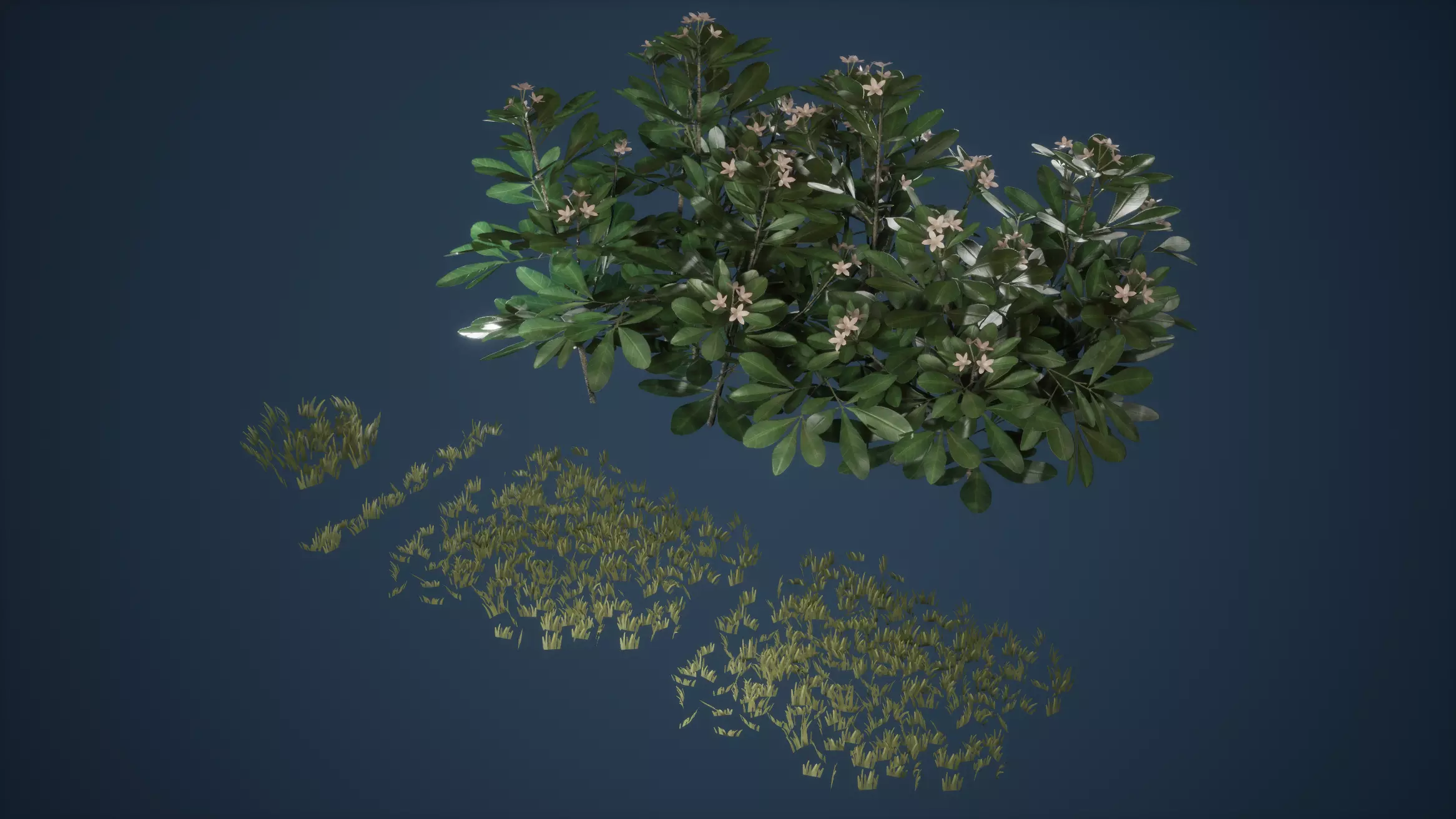 Grass Patch and Bush Game Ready Low-poly 3D model_0