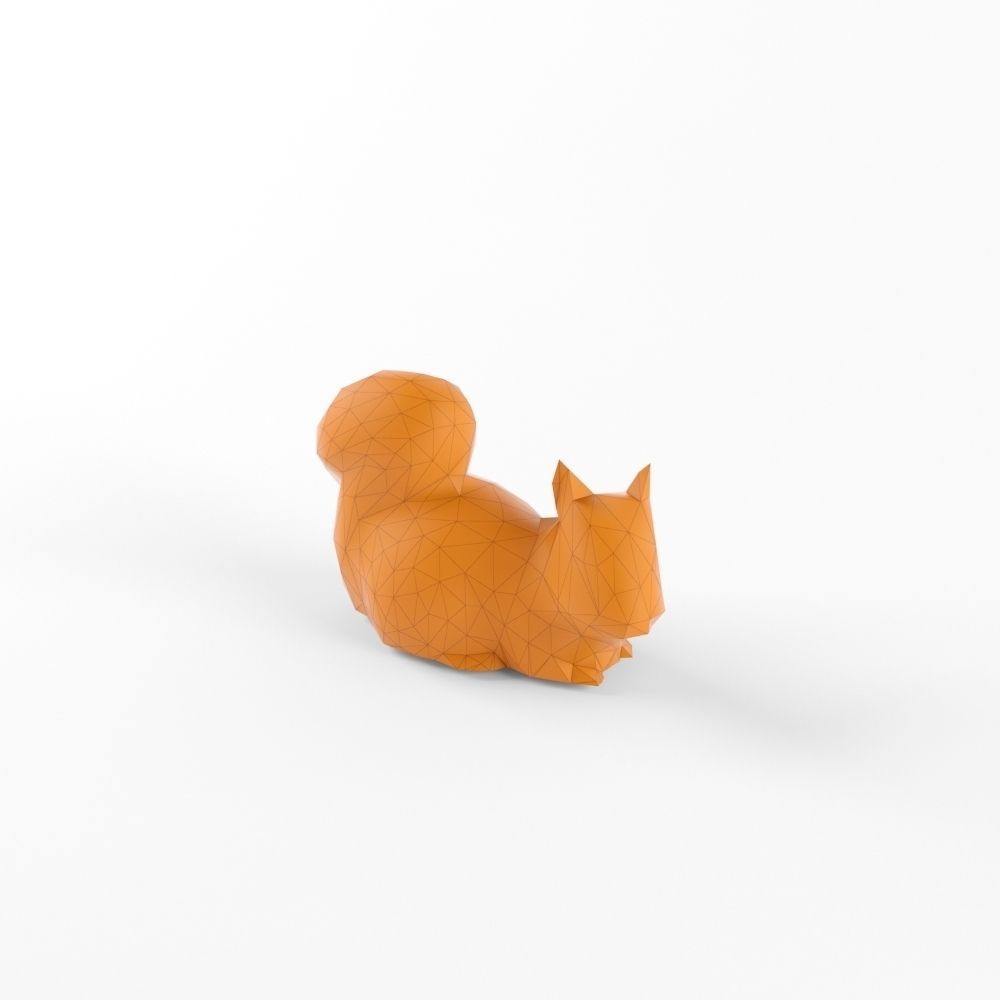 Low Poly Rabbit Cat Dog Squirrel Seal Animals Set Pack Lowpoly Low-poly 3D model_7