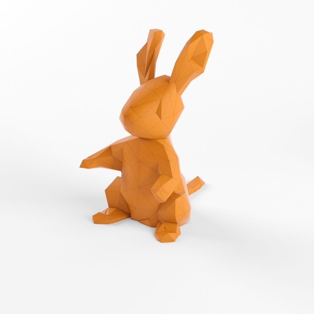 Low Poly Rabbit Cat Dog Squirrel Seal Animals Set Pack Lowpoly Low-poly 3D model_3
