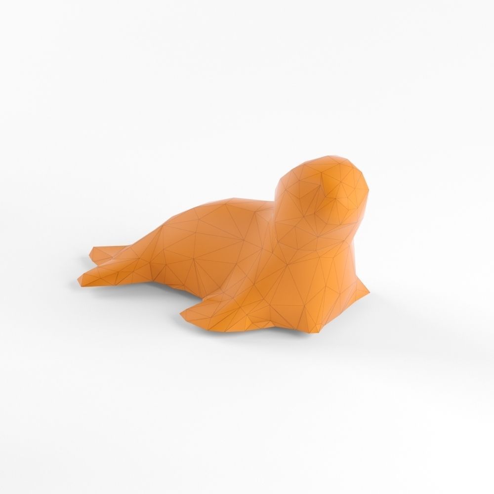 Low Poly Rabbit Cat Dog Squirrel Seal Animals Set Pack Lowpoly Low-poly 3D model_6