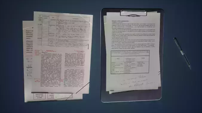 Notepad and Pen Game Ready Low-poly 3D model
