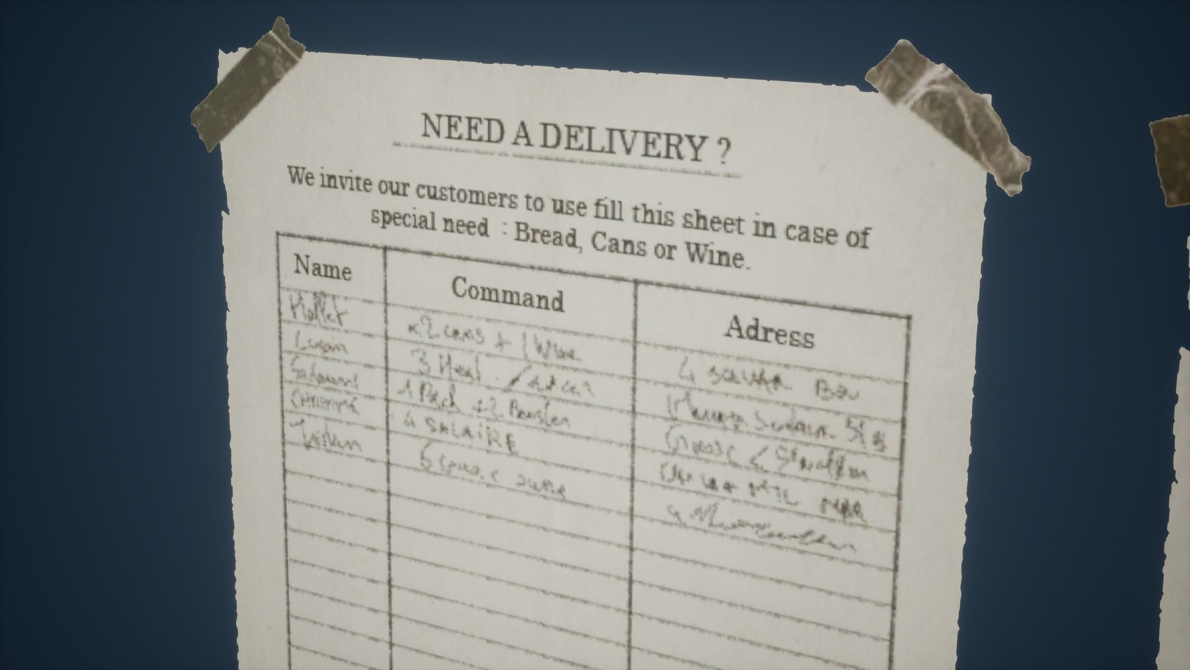 Sheet Game Ready handwritten note from person Low-poly 3D model_2