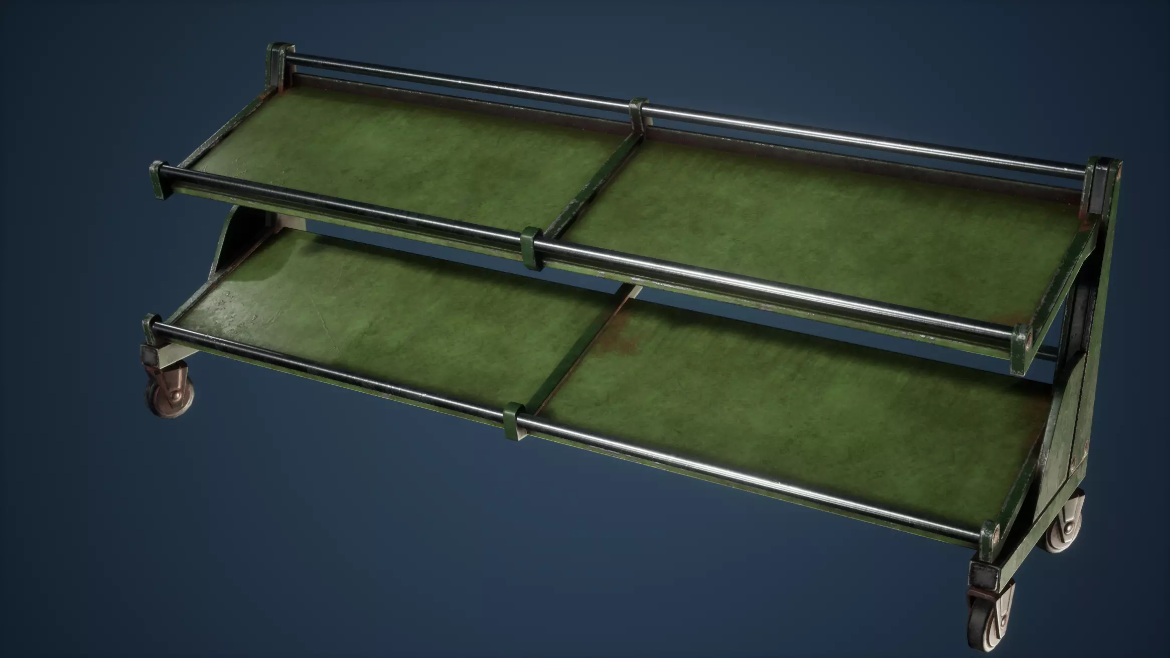 Shelf Game Ready metal on wheels Low-poly 3D model