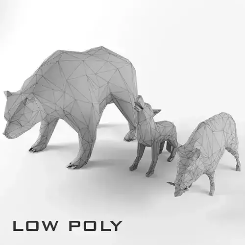 Low Poly Bear Wolf Boar Wild Mammal Animal Set Pack Lowpoly Low-poly 3D model