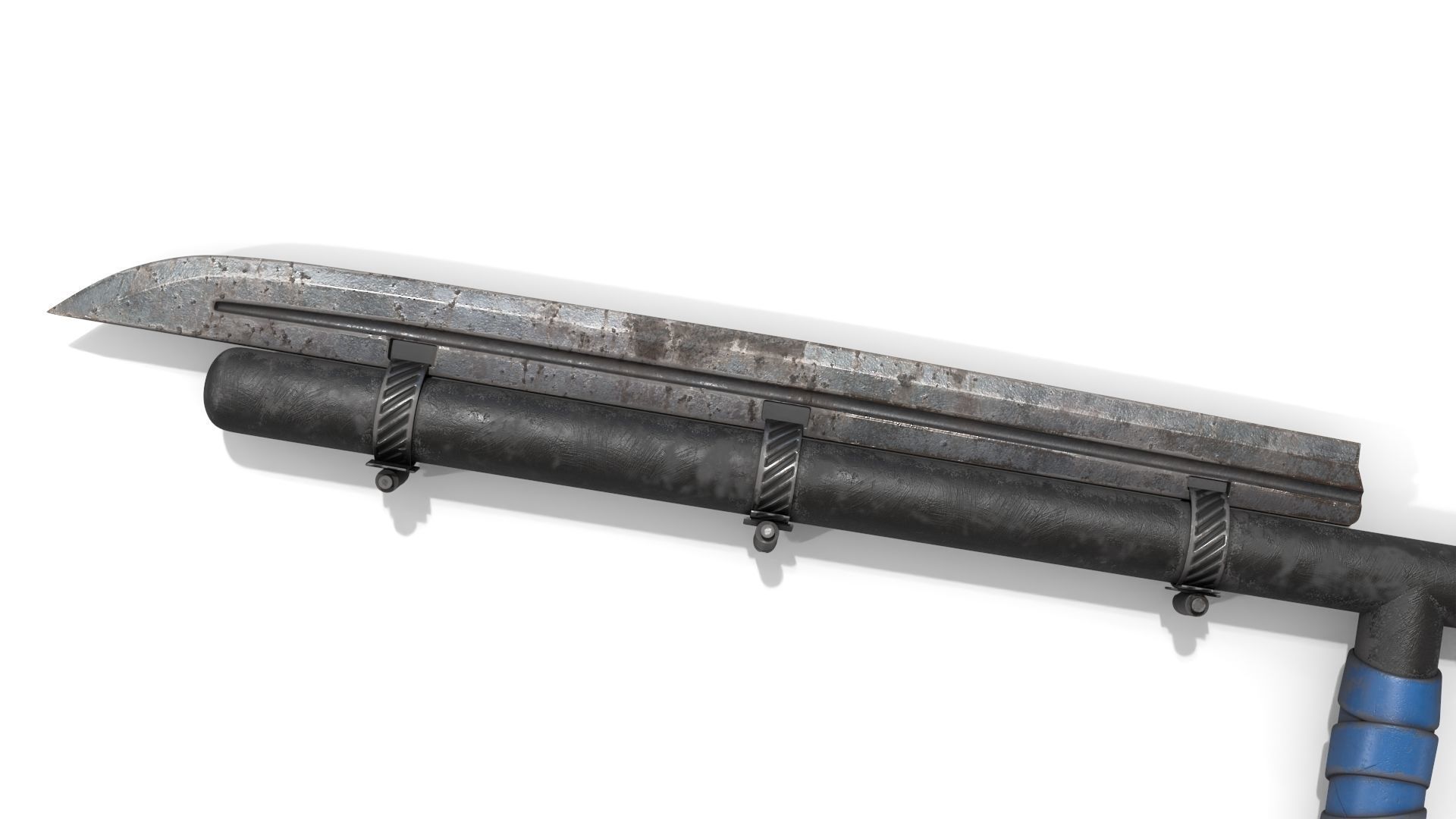 Police Baton with Blade Low-poly 3D model_8