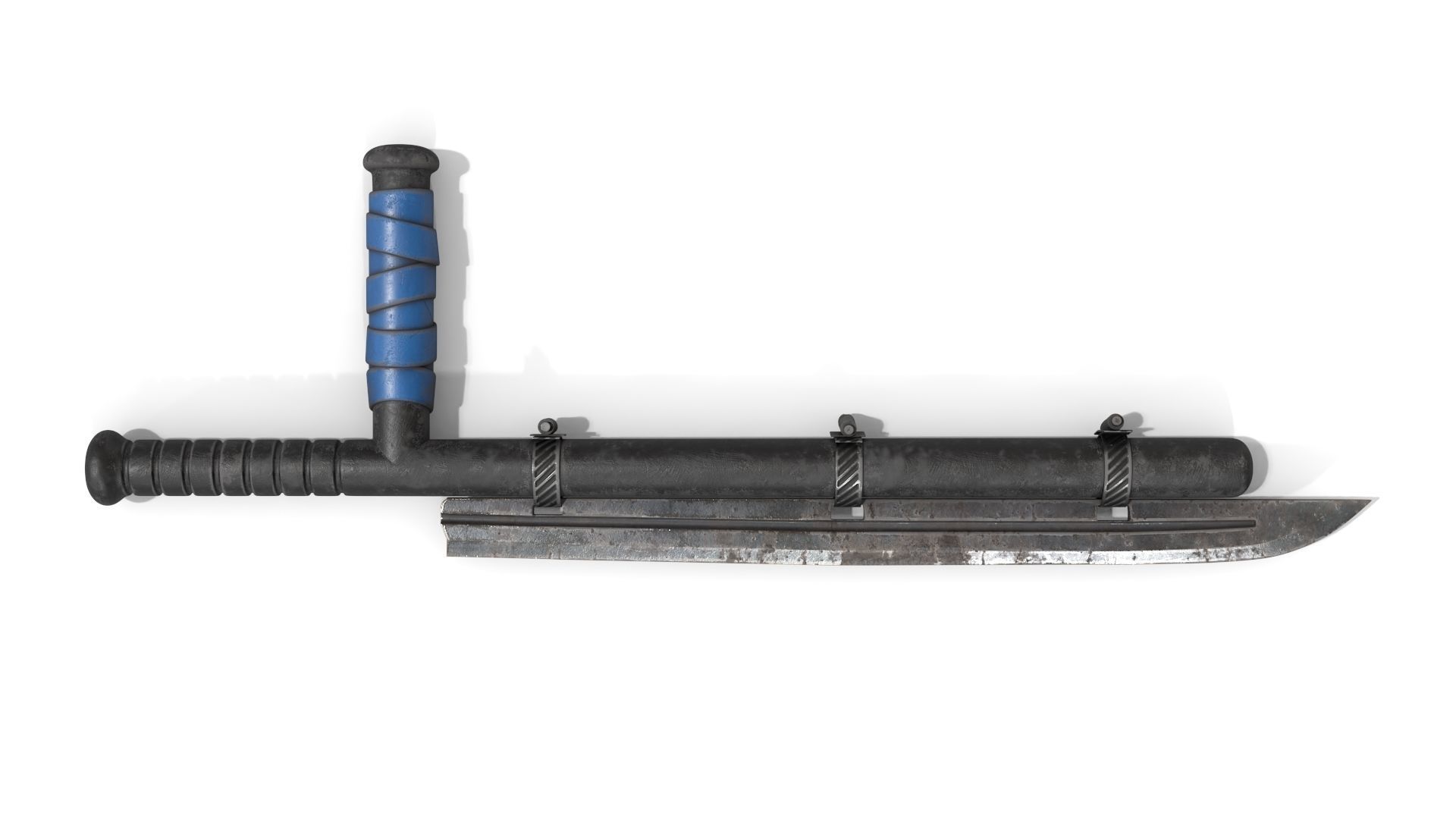 Police Baton with Blade Low-poly 3D model_4