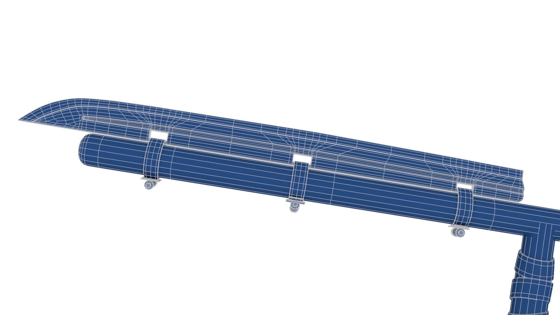 Police Baton with Blade Low-poly 3D model_28