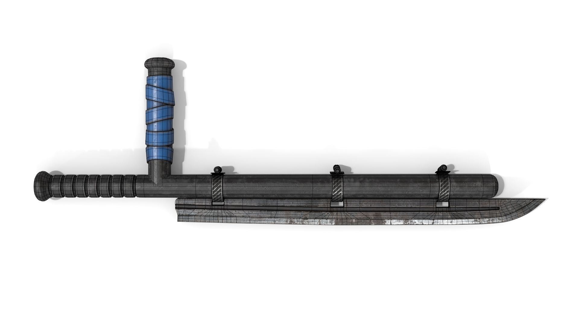 Police Baton with Blade Low-poly 3D model_14