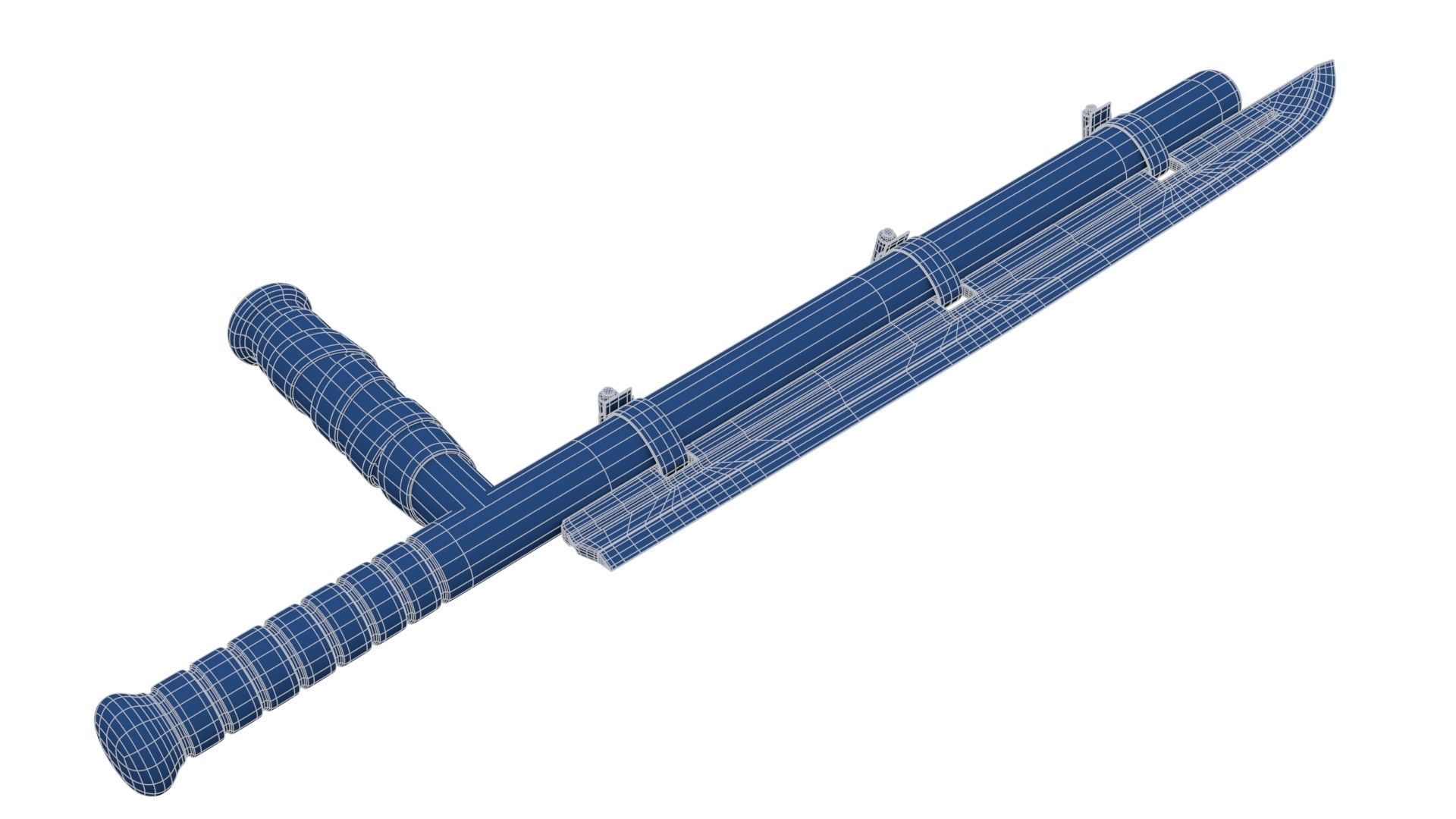 Police Baton with Blade Low-poly 3D model_23
