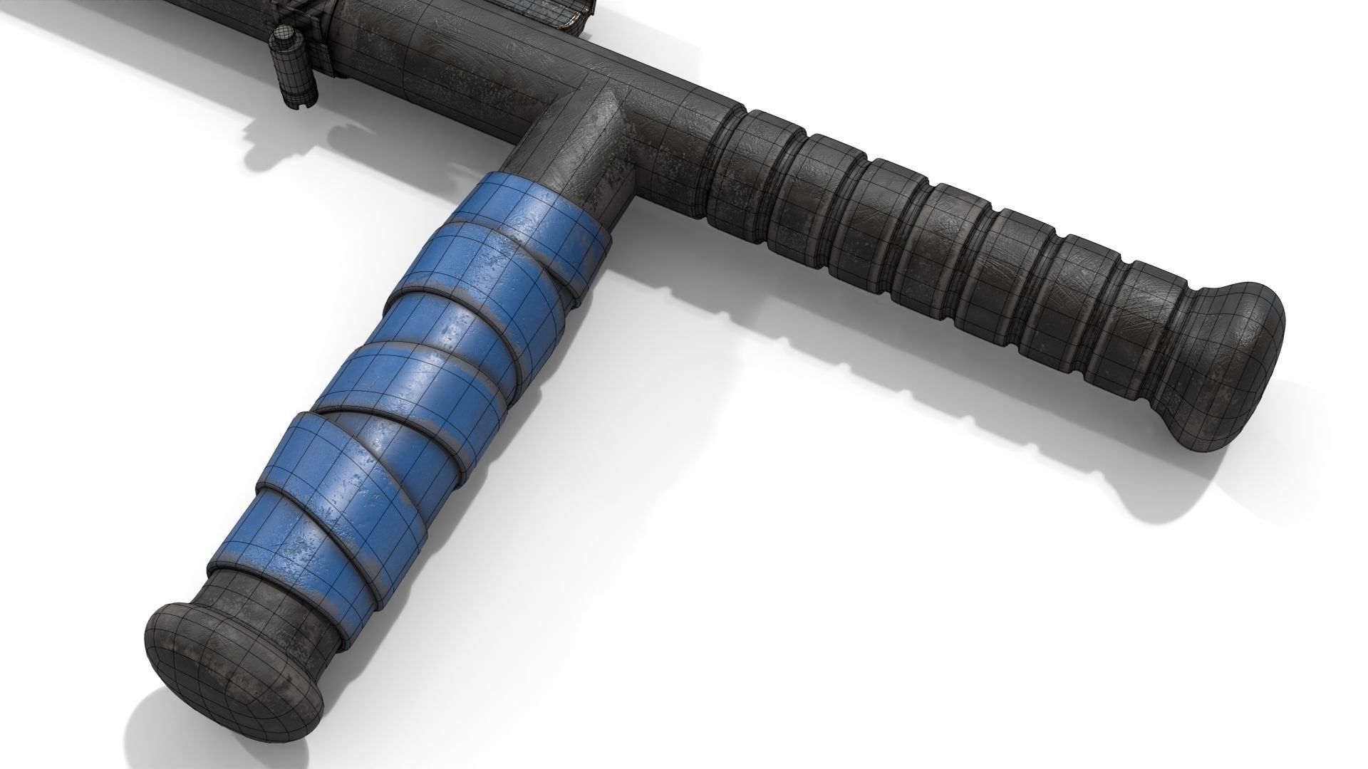 Police Baton with Blade Low-poly 3D model_19