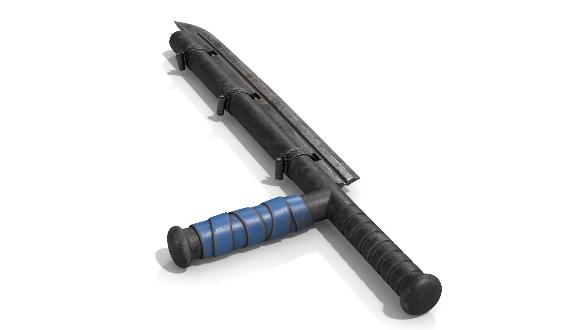 Police Baton with Blade Low-poly 3D model_7