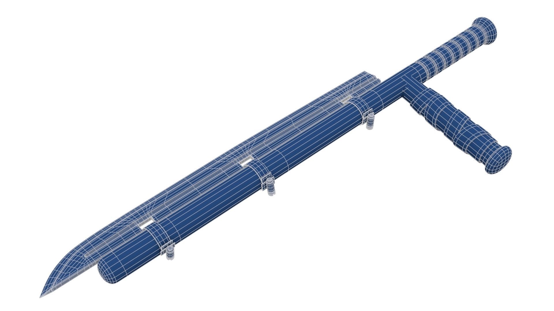 Police Baton with Blade Low-poly 3D model_22