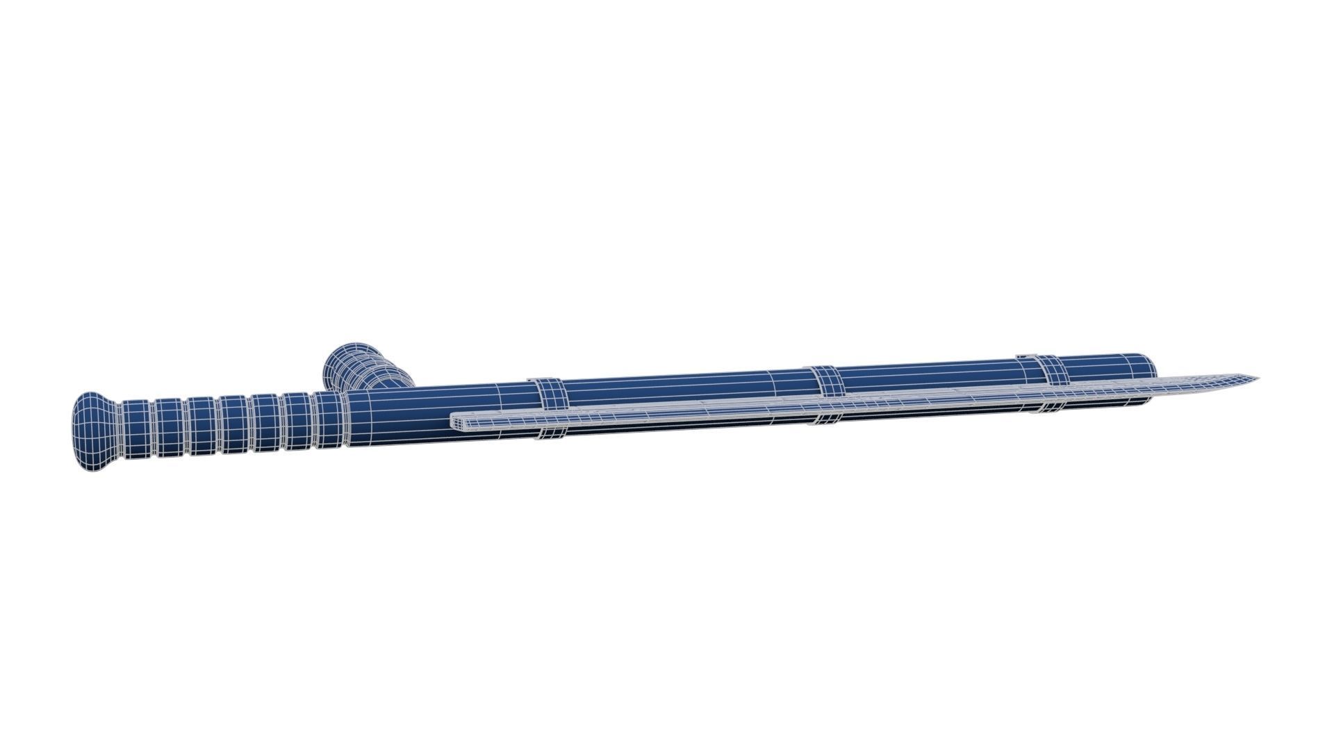 Police Baton with Blade Low-poly 3D model_25