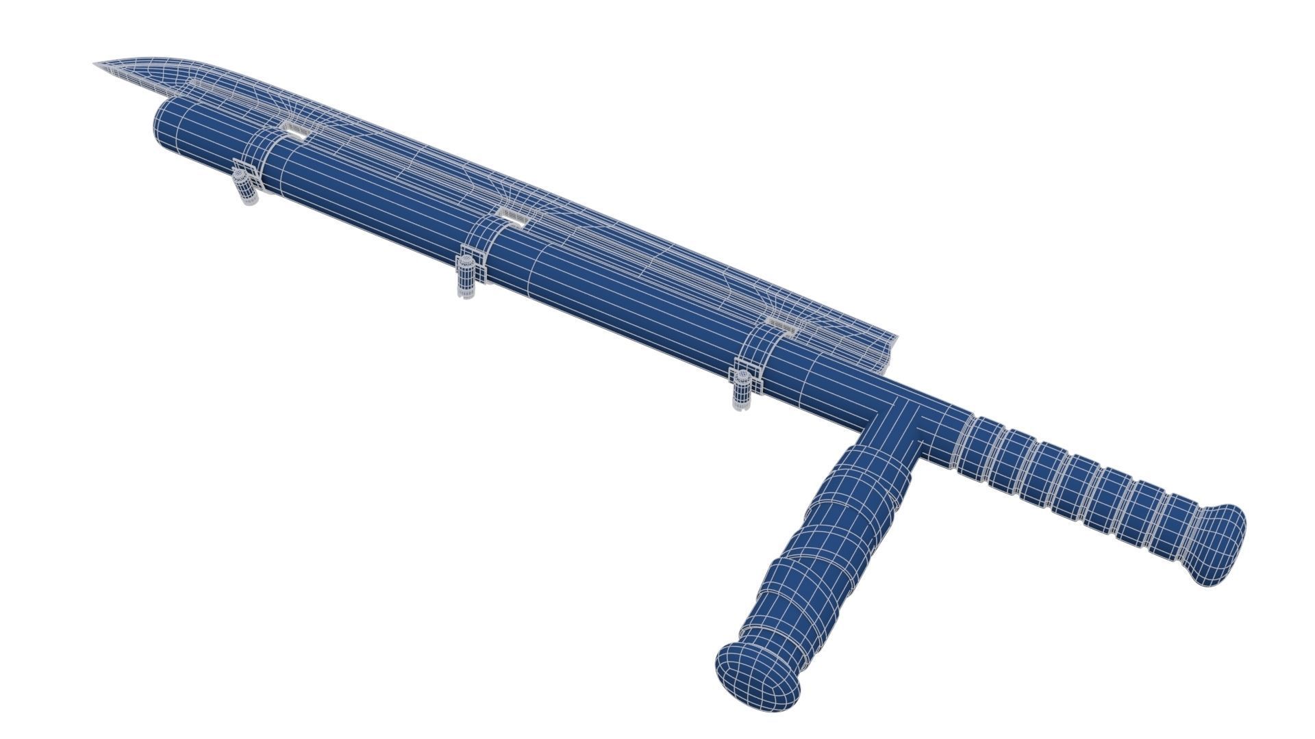 Police Baton with Blade Low-poly 3D model_20
