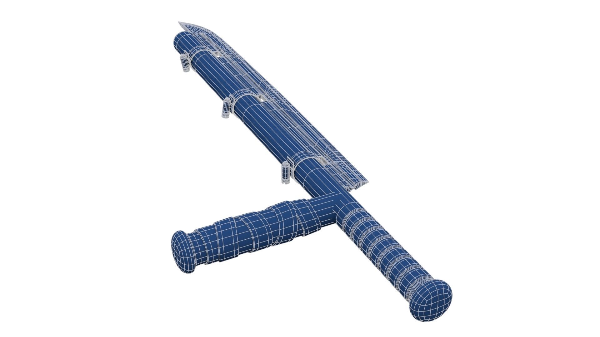 Police Baton with Blade Low-poly 3D model_27