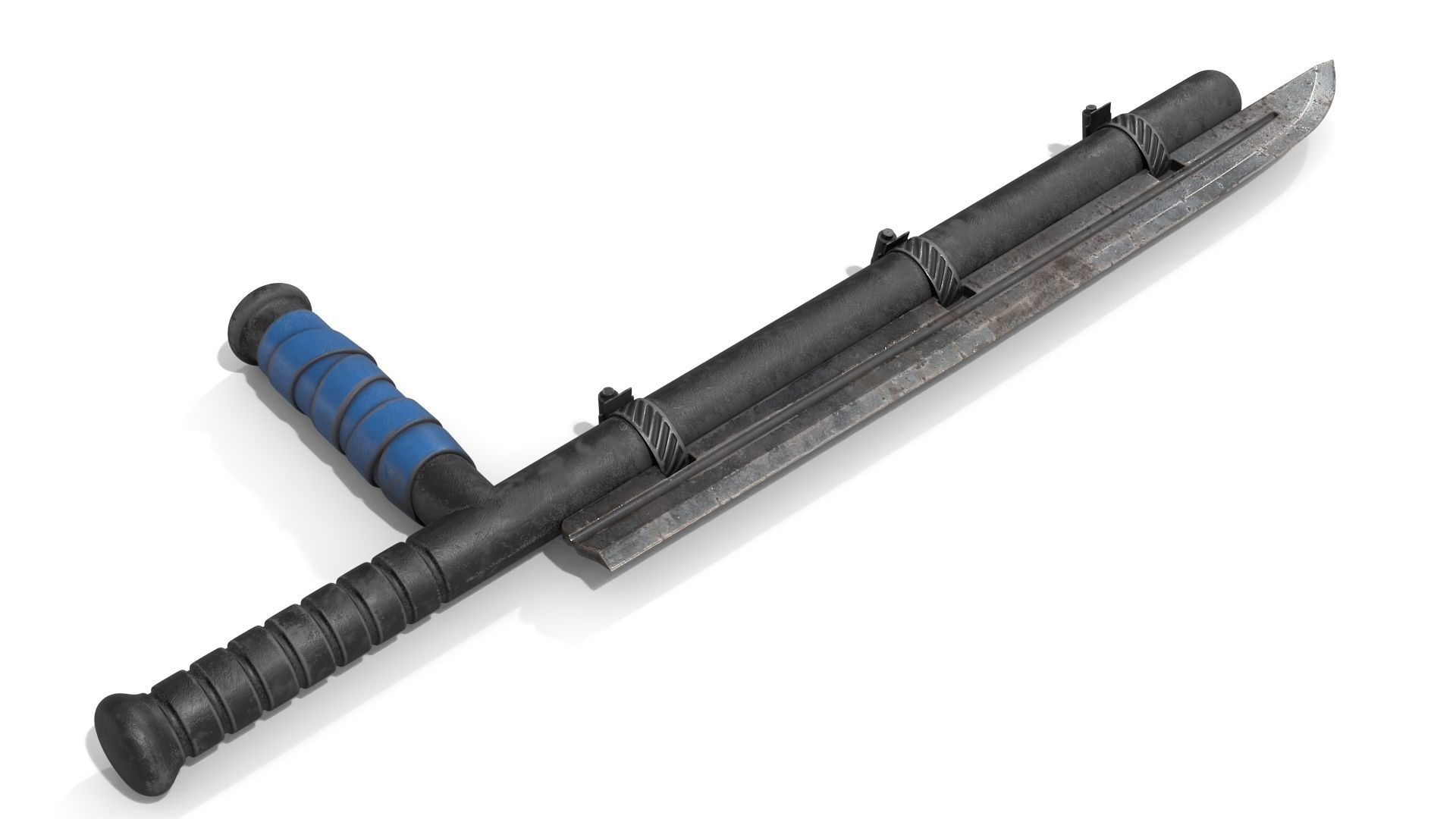 Police Baton with Blade Low-poly 3D model_3