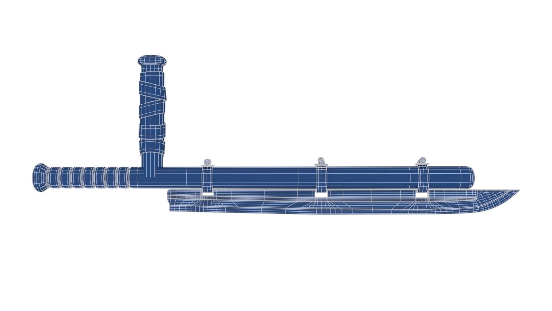 Police Baton with Blade Low-poly 3D model_24