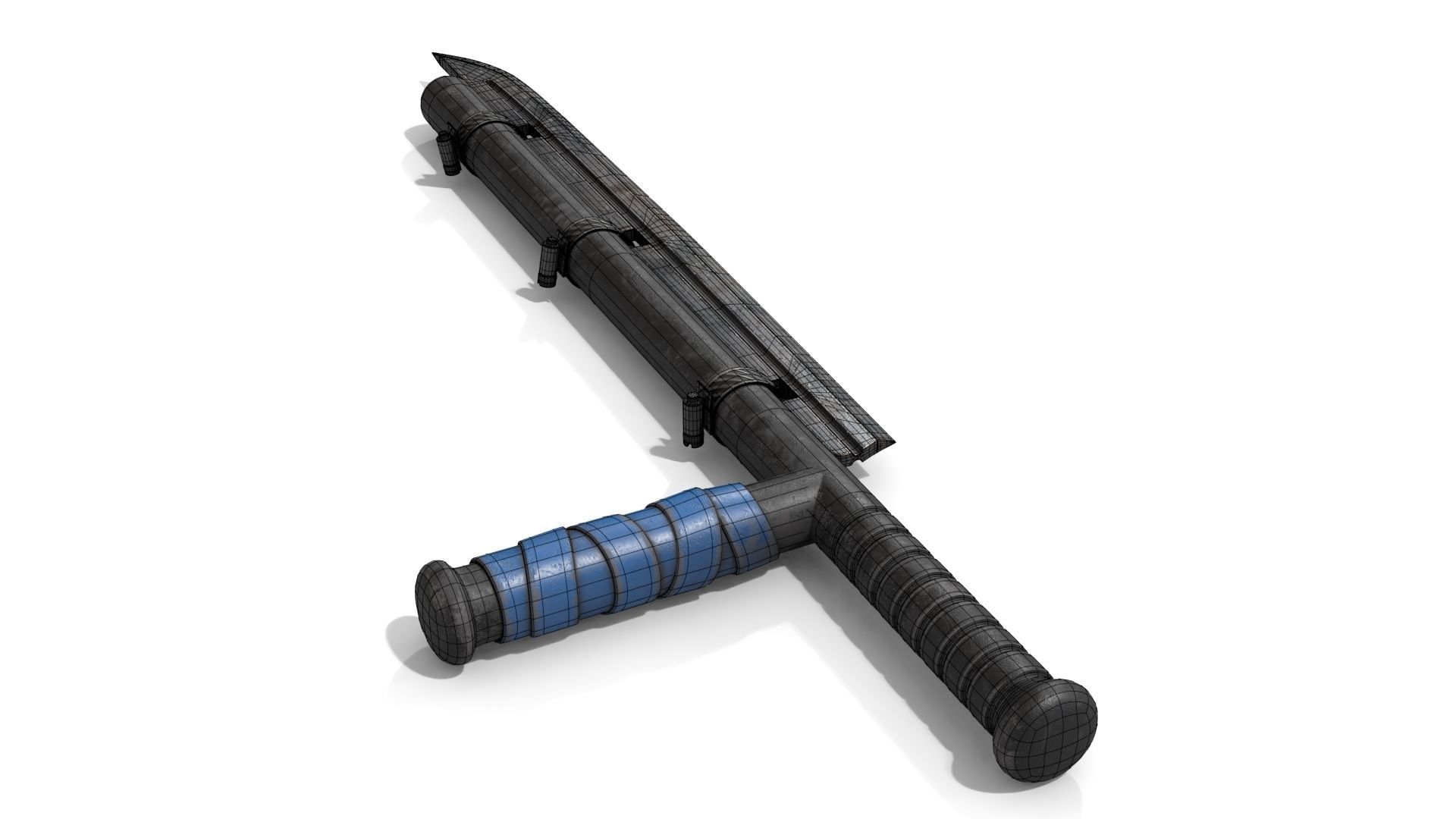Police Baton with Blade Low-poly 3D model_17