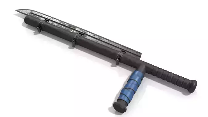Police Baton with Blade Low-poly 3D model