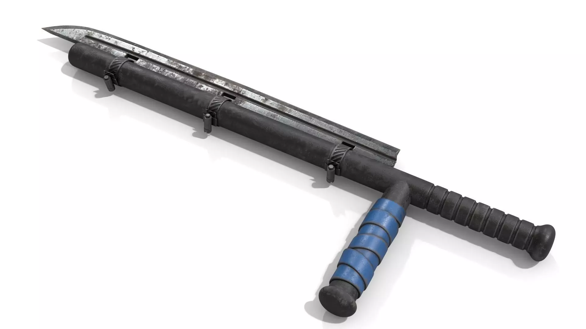 Police Baton with Blade Low-poly 3D model_0