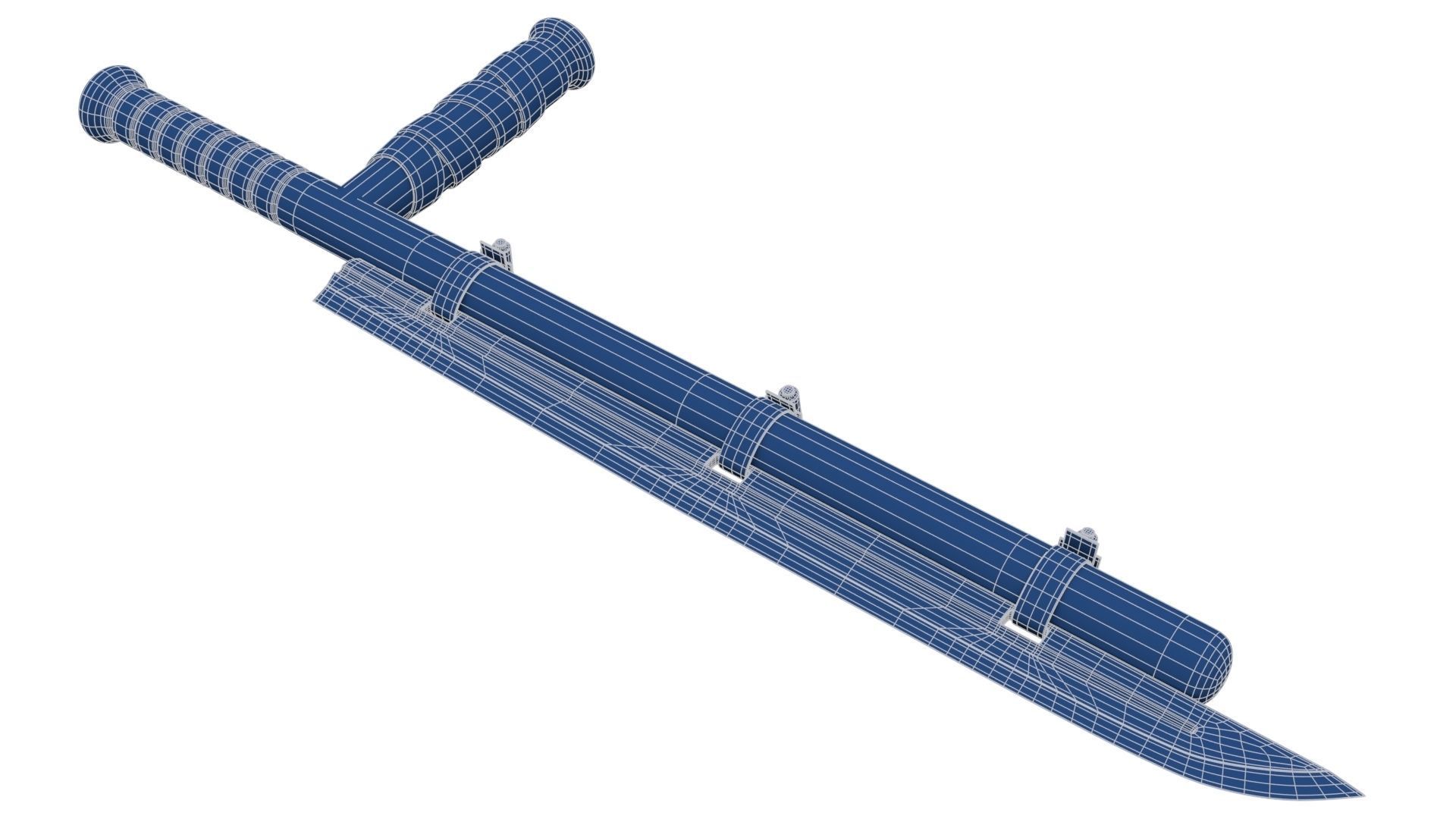 Police Baton with Blade Low-poly 3D model_21