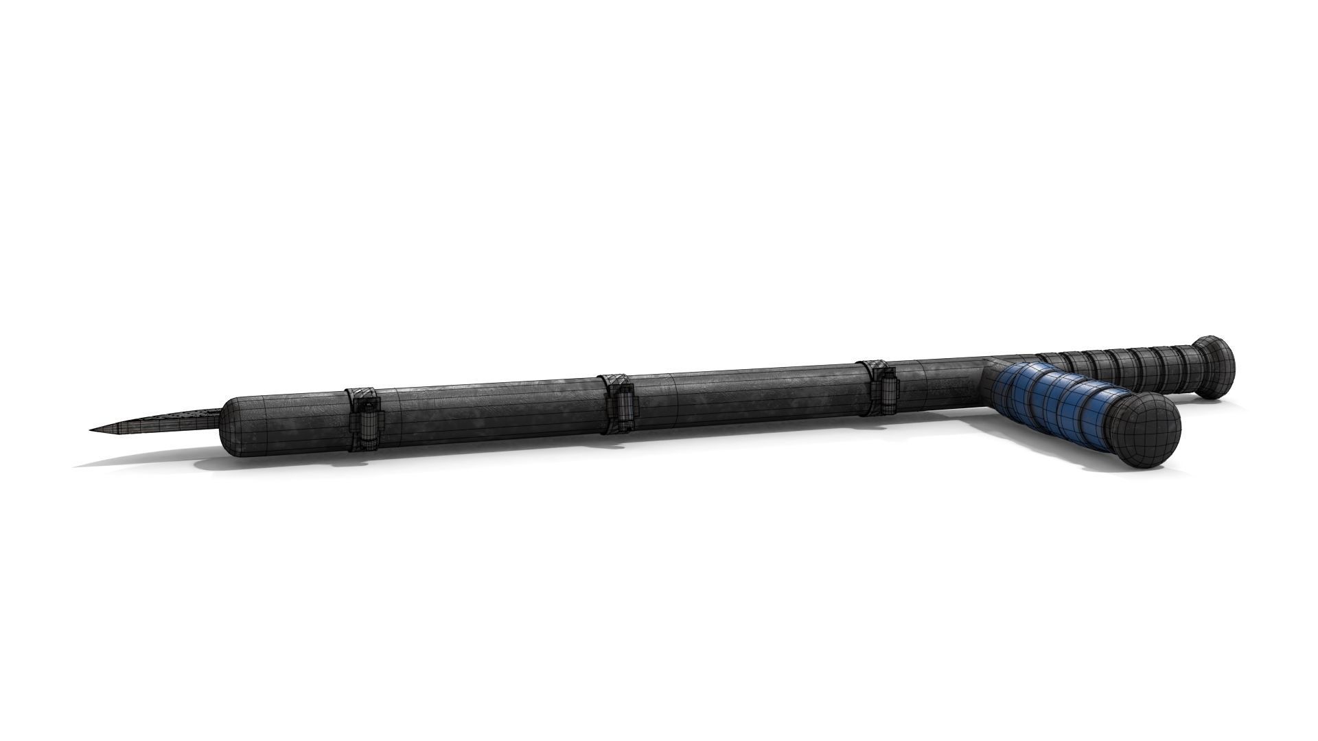 Police Baton with Blade Low-poly 3D model_16
