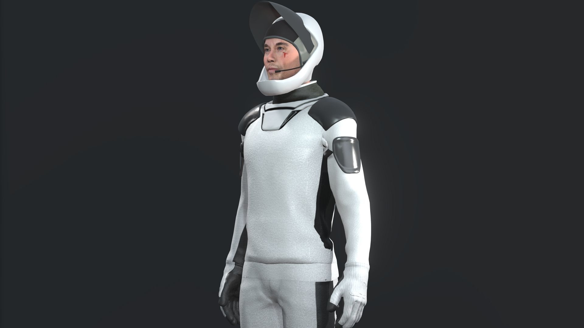 Elon Musk Character with SpaceX Dragon Suits Low-poly 3D model_4