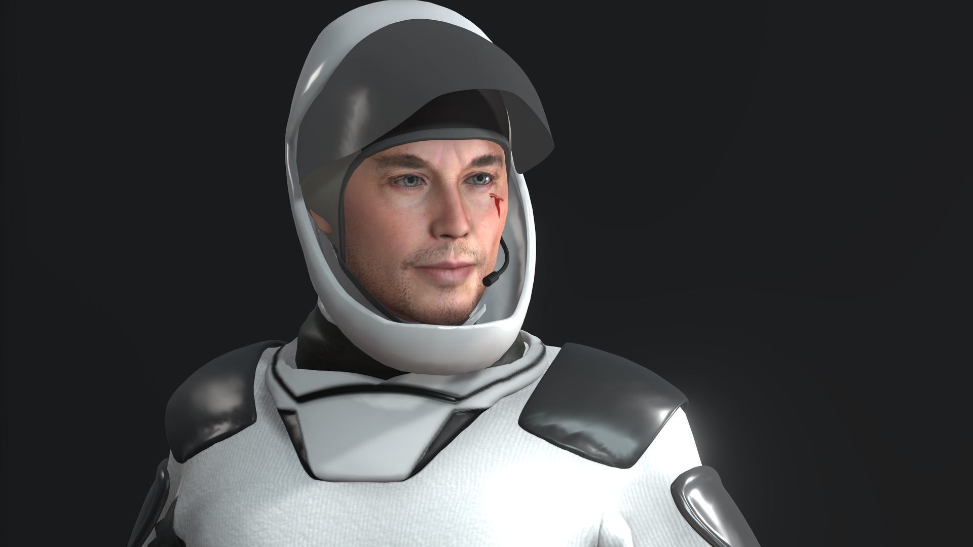 Elon Musk Character with SpaceX Dragon Suits Low-poly 3D model_1