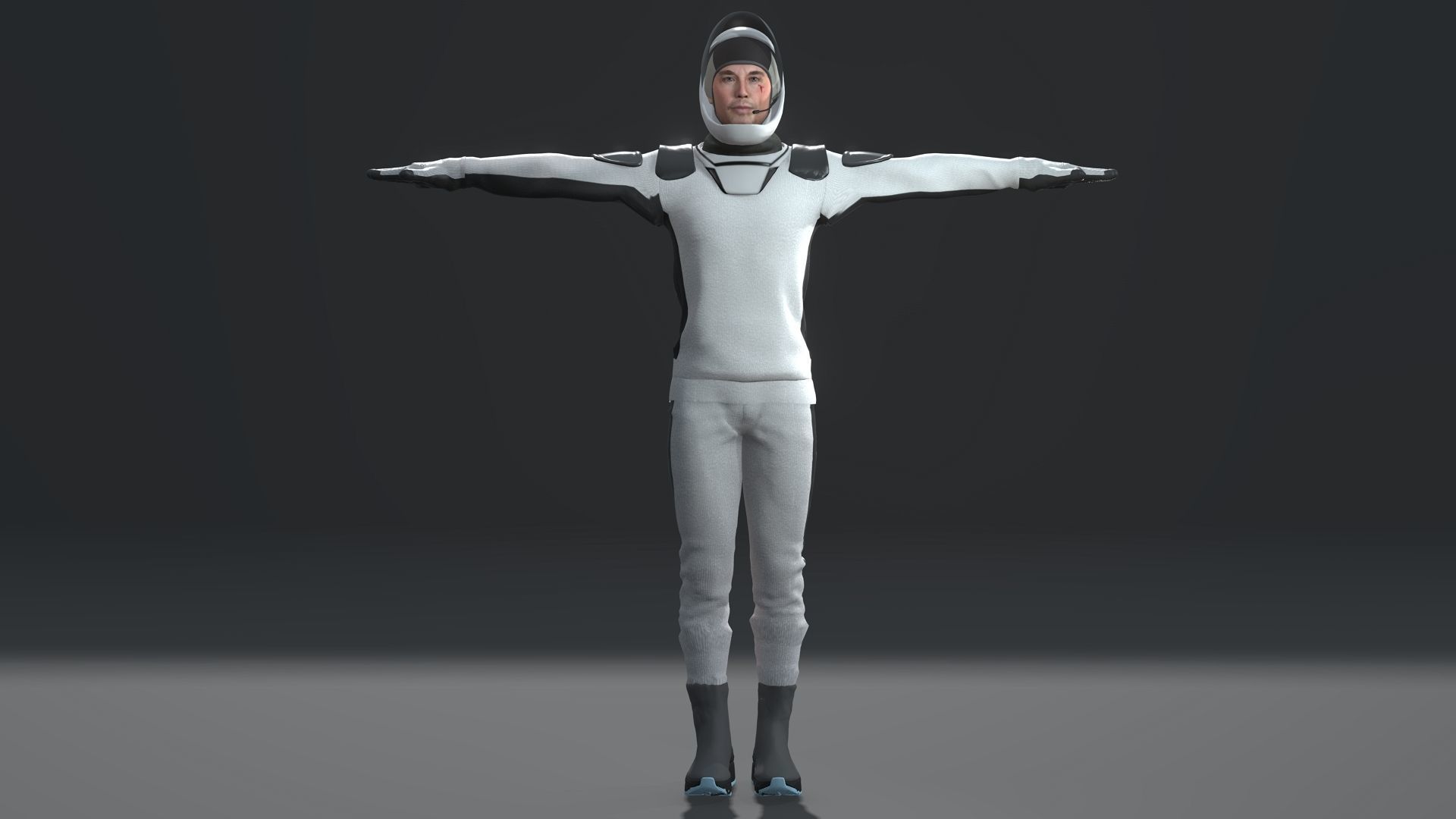 Elon Musk Character with SpaceX Dragon Suits Low-poly 3D model_2