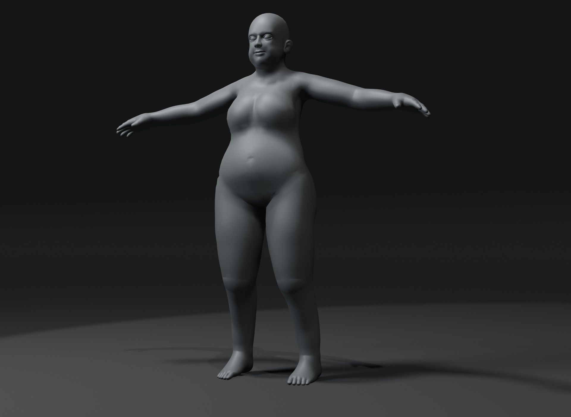 Fat Girl Kid Body Base Mesh 3D Model 20k Polygons Low-poly 3D model_20
