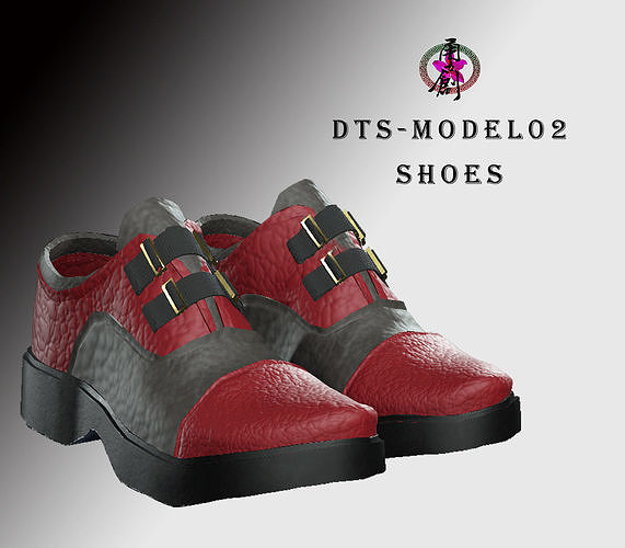 DTS-Model02-Shoes shoe with two straps Low-poly 3D model