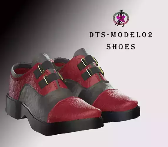 DTS-Model02-Shoes shoe with two straps Low-poly 3D model
