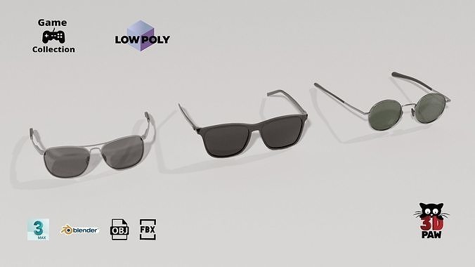 Sunglasses pair of Low-poly 3D model