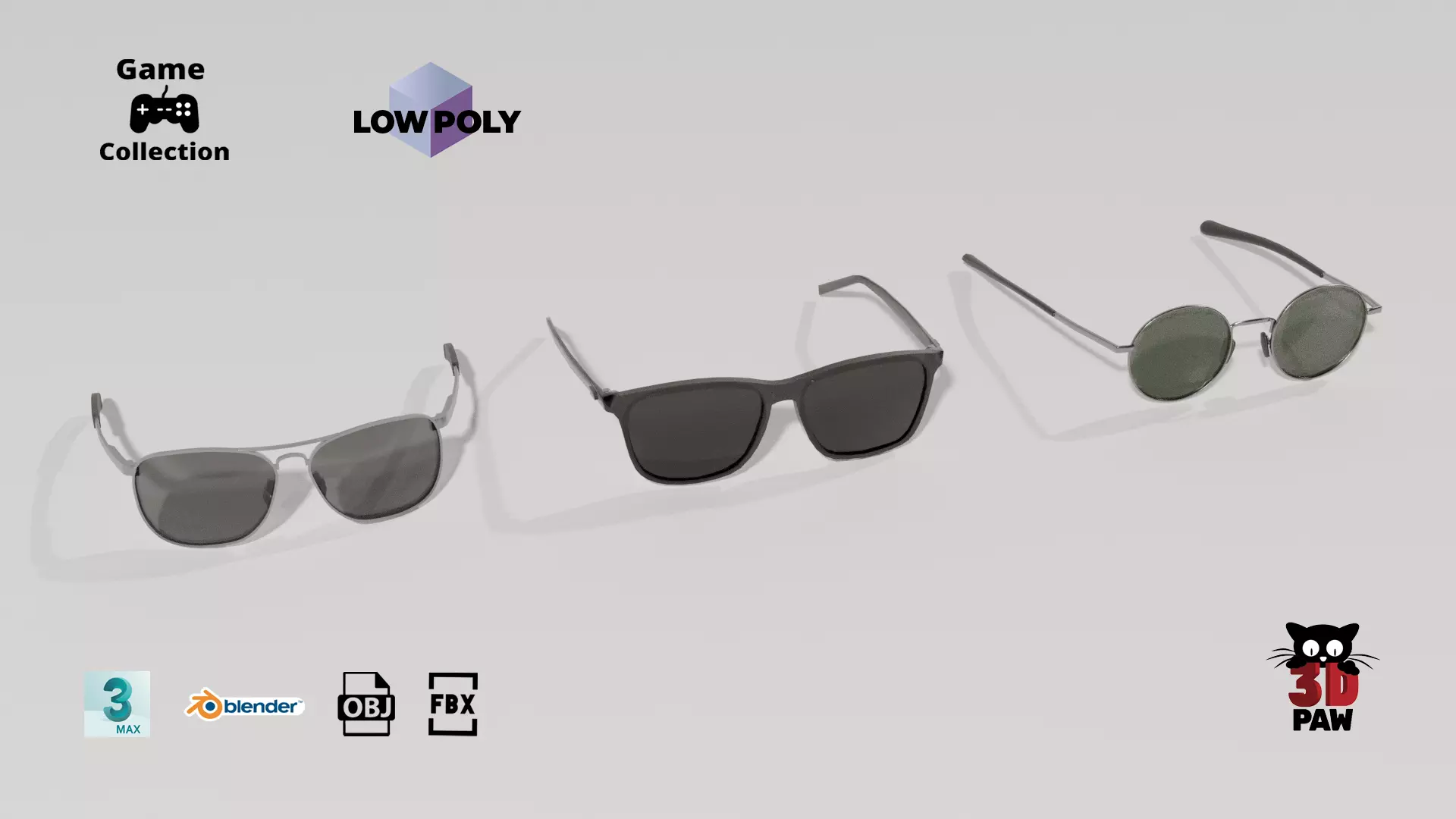 Sunglasses pair of Low-poly 3D model